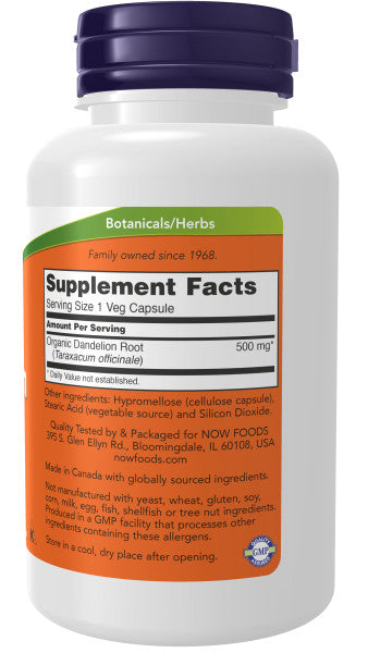 Now Dandelion Root 500mg Veg Capsules 100ct