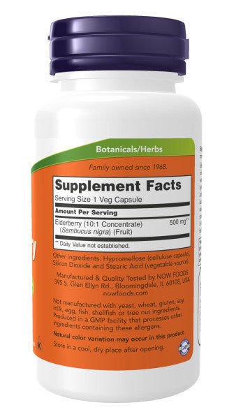 Now Elderberry Extract 500mg Veg Capsules 60ct
