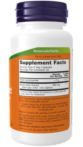 Now White Willow Bark 400mg Veg Capsules 100ct