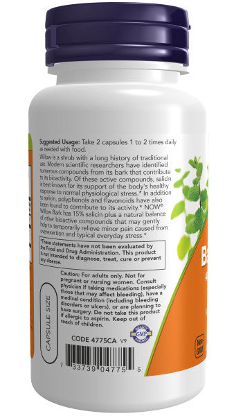 Now White Willow Bark 400mg Veg Capsules 100ct